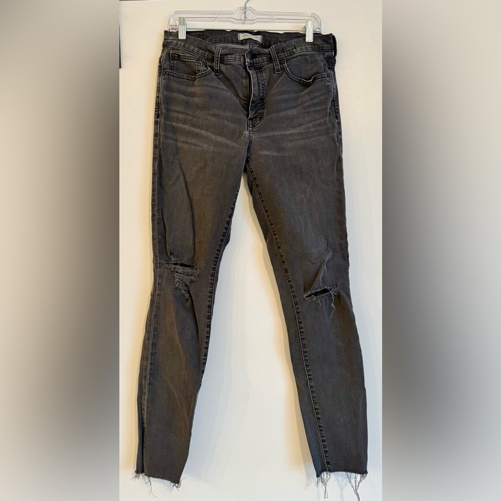 Madewell Charcoal Distressed Skinny Jeans
